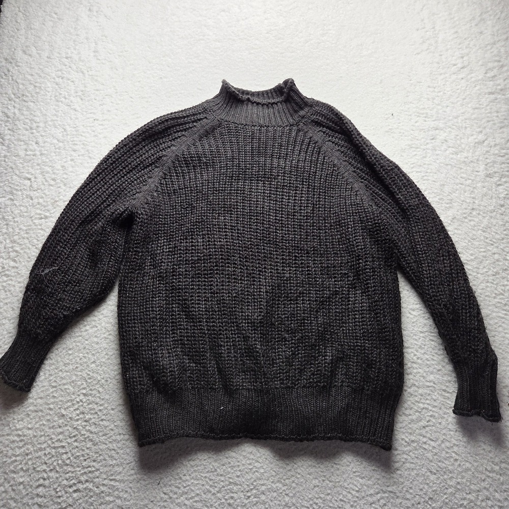 Vestique Sweater Womens Small Gray Mock Neck Long Sleeve Waffle Knit Pullover